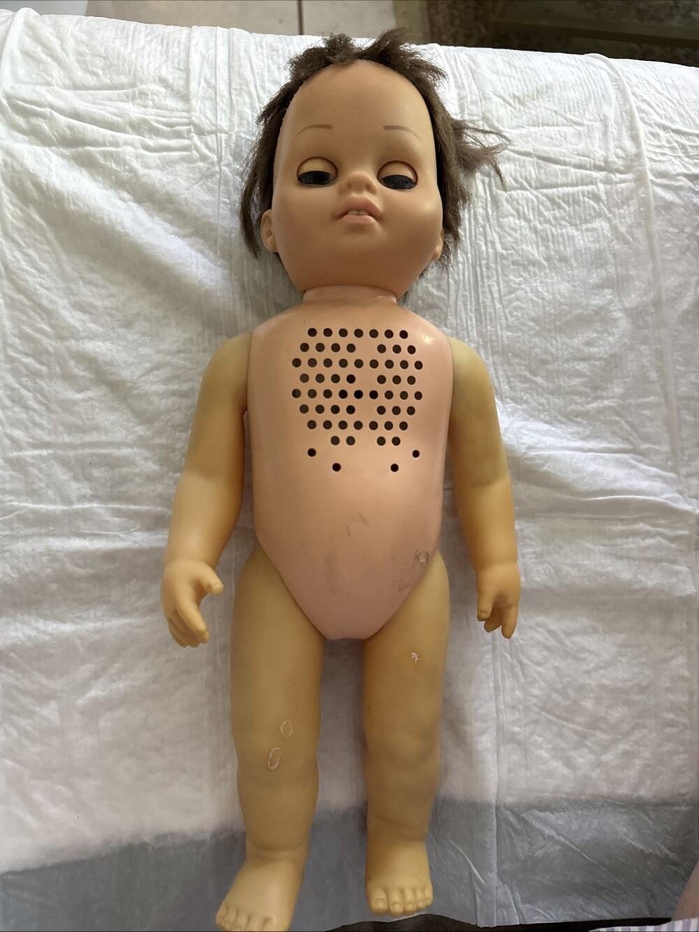 Vintage 1962 Mattel Tiny Chatty Baby Doll Vinyl 15" Collectible Sleepy Eyes